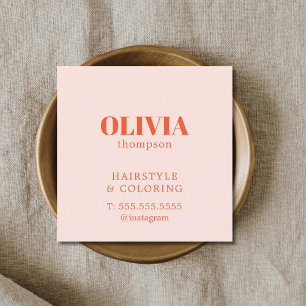 Minimalist Elegant Pastel Bold Hairdresser Square Business Card