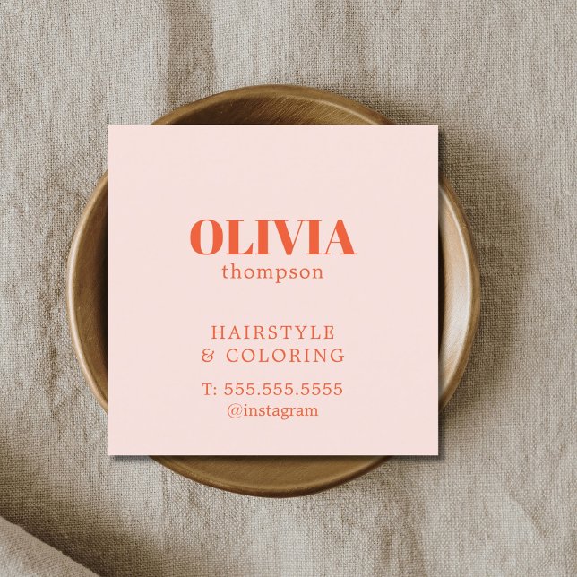 Minimalist Elegant Pastel Bold Hairdresser Square Business Card (Creator Uploaded)