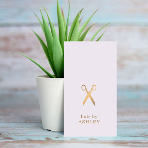 Minimalist Elegant Pastel Faux Gold Hair Stylist Business Card