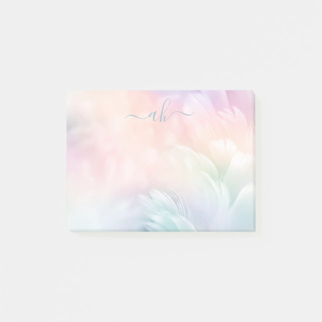 Minimalist Elegant Pastel Rainbow Fluffy Feathers  Post-it Notes (Front)