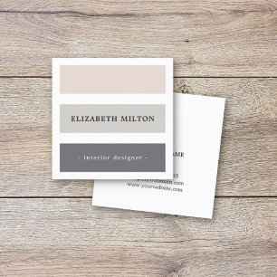Minimalist Elegant Pastel White Stripes Square Business Card
