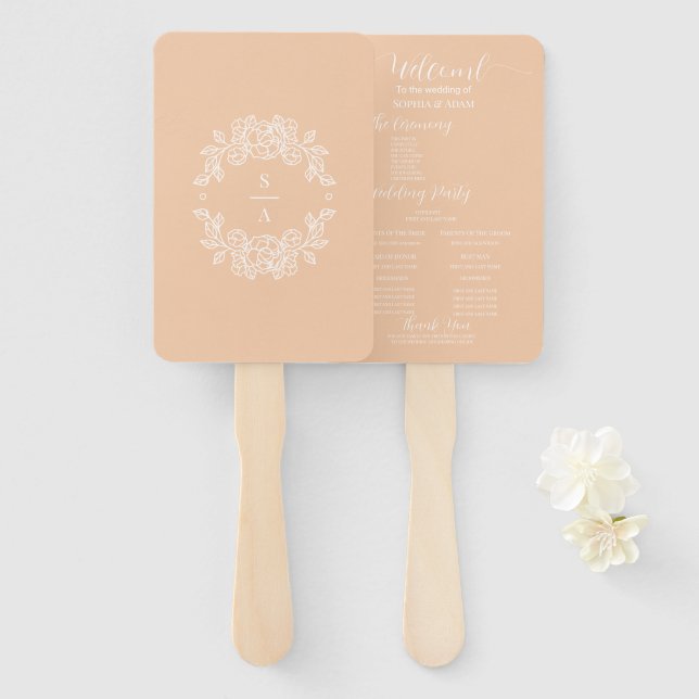 Minimalist Elegant Peach Program Fan (Front and Back)