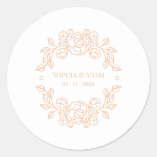 Minimalist Elegant Peach Program Fan Classic Round Sticker