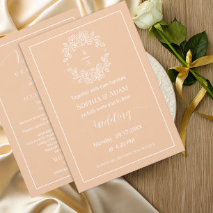 Minimalist Elegant Peach Wedding Invitation Card