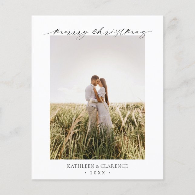 Minimalist Elegant Photo Budget Christmas Card (Front)