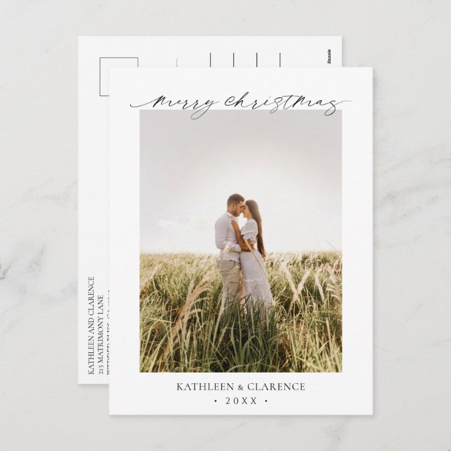 Minimalist Elegant Photo Classic Christmas Holiday Postcard (Front/Back)