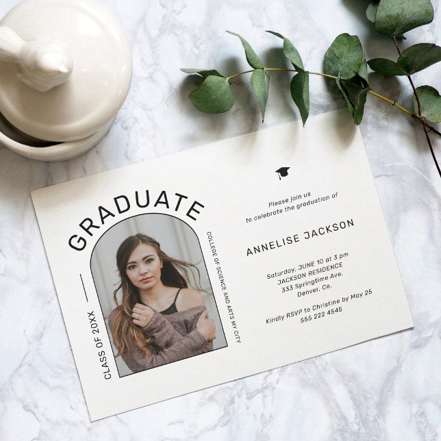 Minimalist elegant photo graduation party invitation (Creator Uploaded)