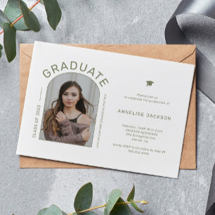 Minimalist elegant photo graduation party invite postcard