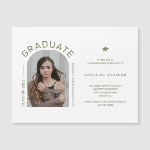 Minimalist elegant photo graduation party  magnetic invitation
