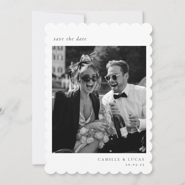 Minimalist Elegant Photo Save the date Invitation (Front)