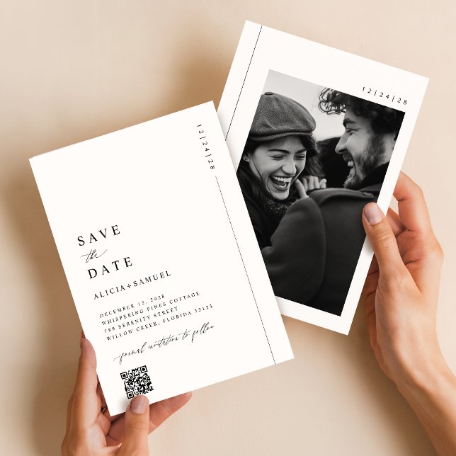 Minimalist Elegant Photo Save the Date Invitation (Creator Uploaded)