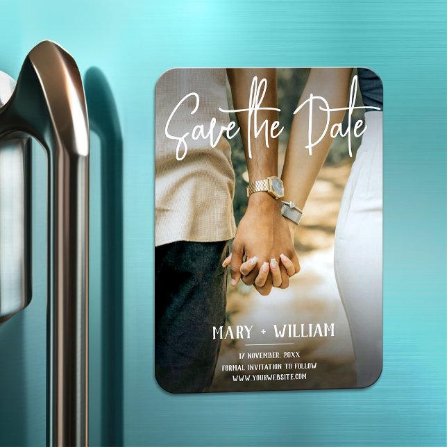 Minimalist Elegant Photo Wedding Save The Date Magnet (Creator Uploaded)