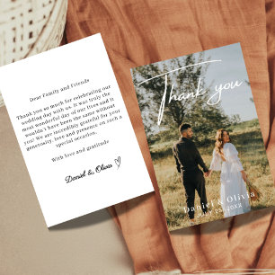 Minimalist Elegant Photo Wedding Thank You Note Card