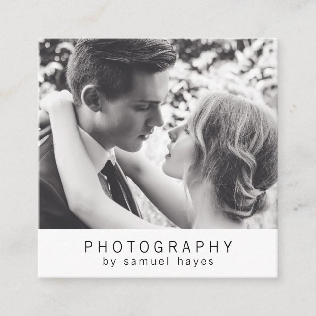 Minimalist Elegant Photographer Photography Square Business Card (Front)