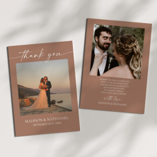 Minimalist Elegant Picture Mocha Mousse Wedding  Thank You Card