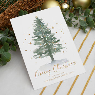 Minimalist Elegant Pine Christmas Tree Holiday Card