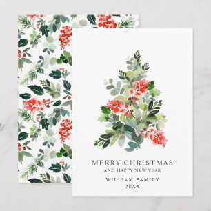 Minimalist Elegant Pine Tree Christmas Greeting Ho Holiday Card