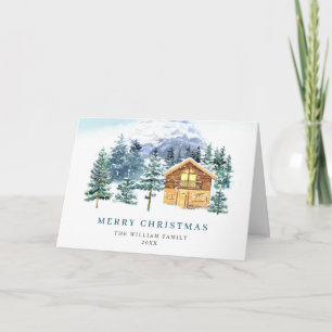 Minimalist Elegant Pine Tree Christmas Greeting Holiday Card