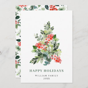 Minimalist Elegant Pine Tree Christmas Greeting Holiday Card
