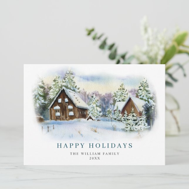 Minimalist Elegant Pine Tree Christmas Greeting Holiday Card (Standing Front)