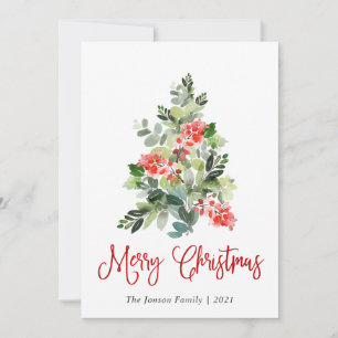 Minimalist Elegant Pine Tree Christmas Greeting Holiday Card