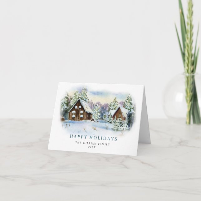 Minimalist Elegant Pine Tree Christmas Greeting Holiday Card (Front)