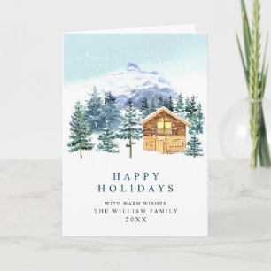 Minimalist Elegant Pine Tree Christmas Greeting Holiday Card