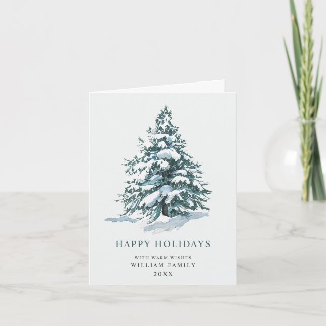 Minimalist Elegant Pine Tree Christmas Greeting Holiday Card (Front)