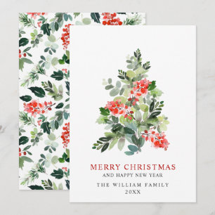 Minimalist Elegant Pine Tree Christmas Greeting Holiday Card