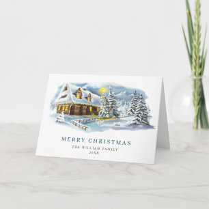 Minimalist Elegant Pine Tree Christmas Greeting Holiday Card