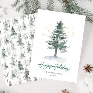 Minimalist Elegant Pine Tree Christmas Greeting Holiday Card