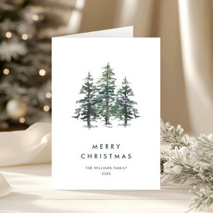 Minimalist Elegant Pine Tree Christmas Greeting Holiday Card