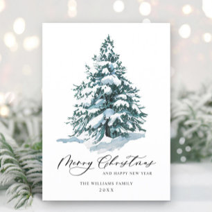 Minimalist Elegant Pine Tree Christmas Greeting Holiday Card