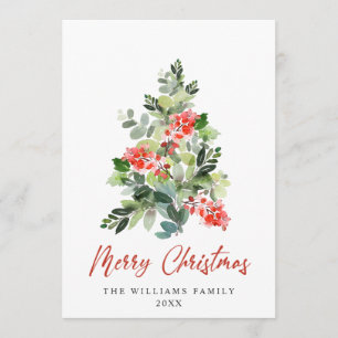 Minimalist Elegant Pine Tree Christmas Greeting Holiday Card