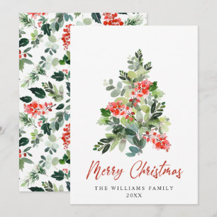 Minimalist Elegant Pine Tree Christmas Greeting Holiday Card
