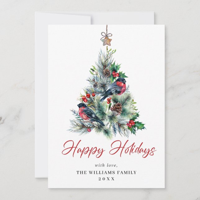 Minimalist Elegant Pine Tree Christmas Greeting Holiday Card (Front)