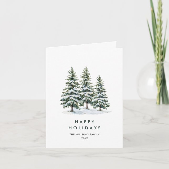 Minimalist Elegant Pine Tree Christmas Greeting Holiday Card (Front)