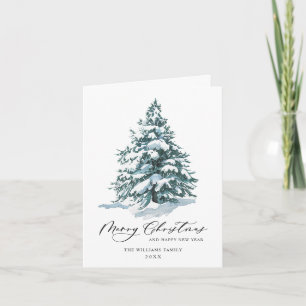 Minimalist Elegant Pine Tree Christmas Greeting Holiday Card