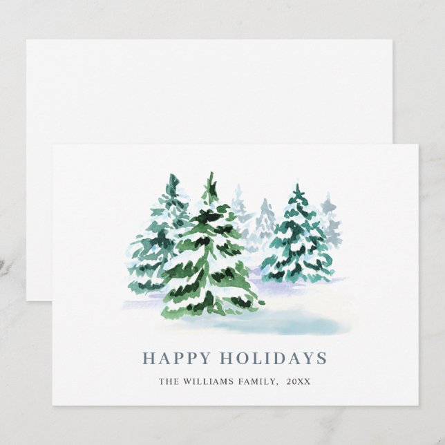 Minimalist Elegant Pine Tree Christmas Greeting Holiday Card (Front/Back)