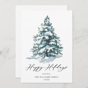 Minimalist Elegant Pine Tree Christmas Greeting Holiday Card