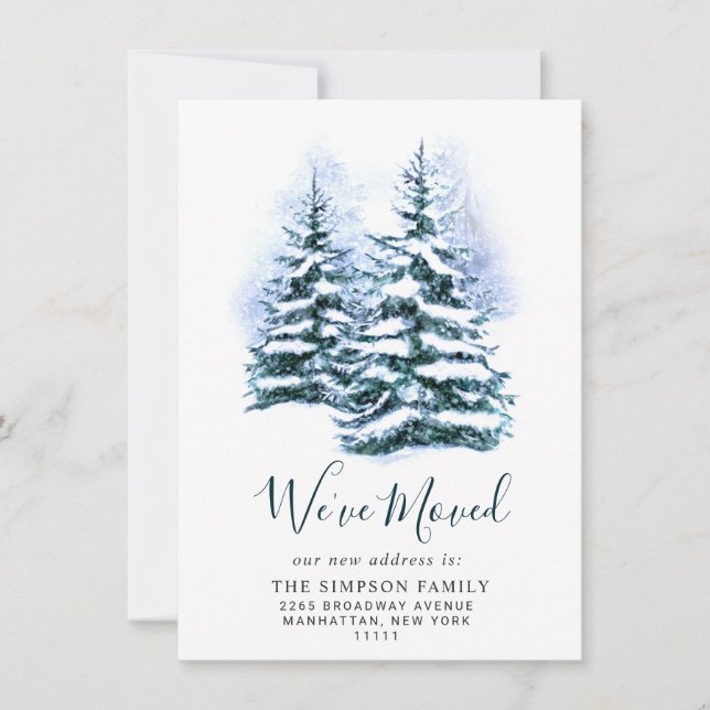 Minimalist Elegant Pine Tree Moving Announcement (Front)