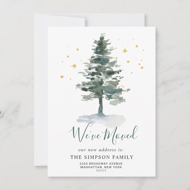 Minimalist Elegant Pine Tree Moving Announcement (Front)