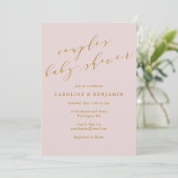 Minimalist Elegant Pink Couples Baby Shower