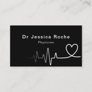 Minimalist Elegant Plain black general Physician Business Card