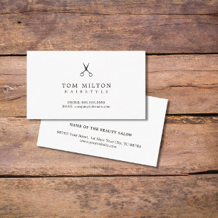 Minimalist Elegant Plain Black White Hairdresser Business Card