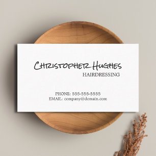 Minimalist Elegant Plain White Hairdresser Business Card