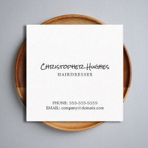 Minimalist Elegant Plain White Hairdresser Square Business Card