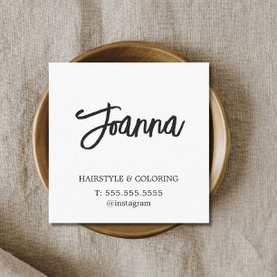 Minimalist Elegant Plain White Hairdresser  Square Business Card