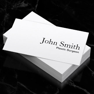 Minimalist Elegant Plain White Plastic Surgeon Business Card