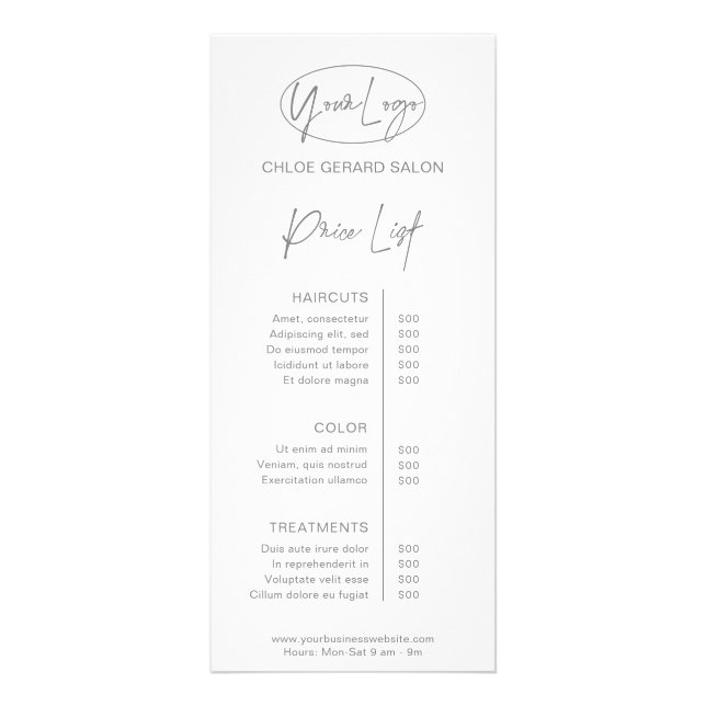 Minimalist Elegant Platinum Grey Modern Rack Card (Front)